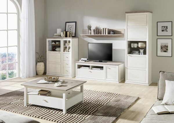 SKRINKA POD TV, sivá, biela, 150,2/53,9/50 cm Hom`in - TV nábytok