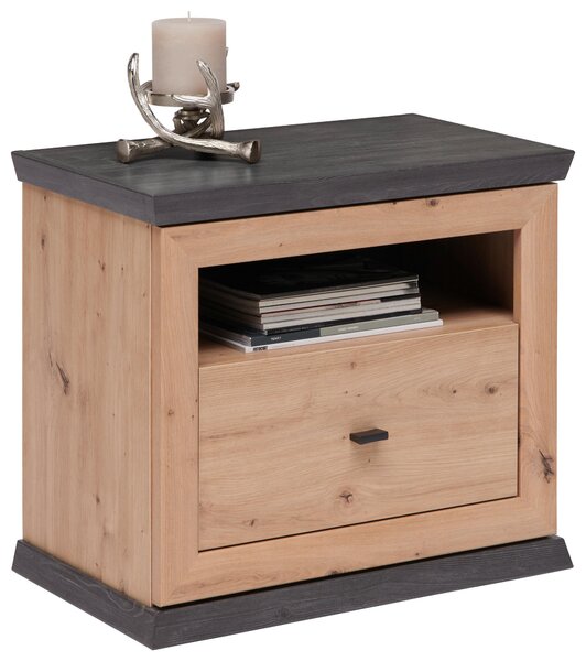 NOČNÝ STOLÍK, tmavosivá, dub artisan, 63/55/38 cm Hom`in - Spálňové sety