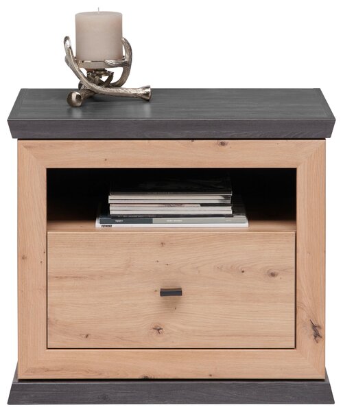 NOČNÝ STOLÍK, tmavosivá, dub artisan, 63/55/38 cm Hom`in - Spálňové sety