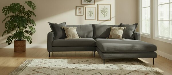 ROHOVÁ SEDAČKA, textil, grafitová P & B - Sedačky, Online Only