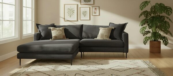 ROHOVÁ SEDAČKA, textil, čierna P & B - Sedačky, Online Only