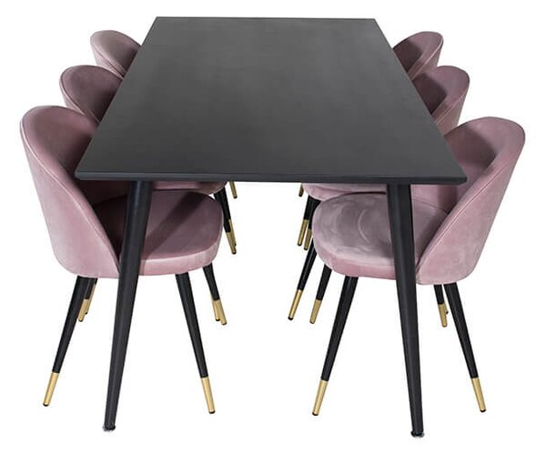 Dipp Velvet II stolová súprava čierna/ružová