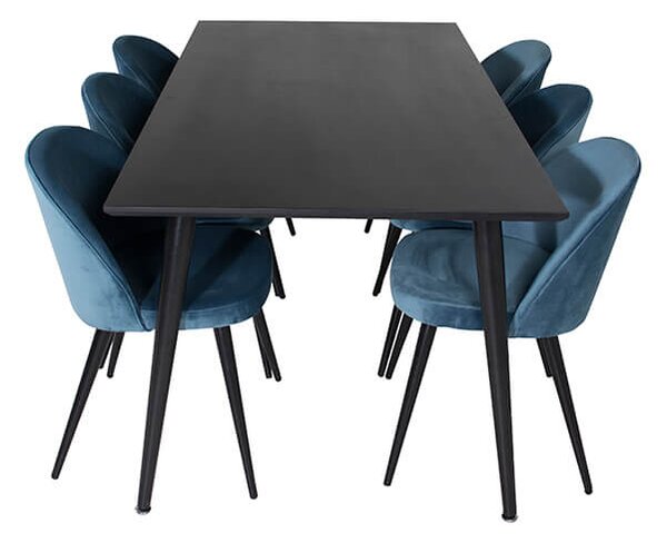 Dipp Velvet stolová súprava čierna/modrá