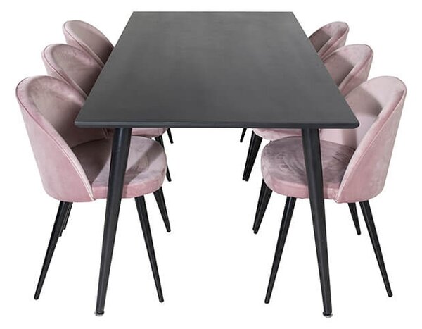 Dipp Velvet I stolová súprava čierna/ružová