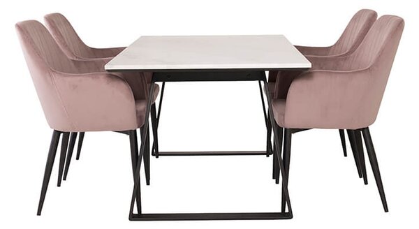 Estelle Comfort stolová súprava mramor biela/ružová