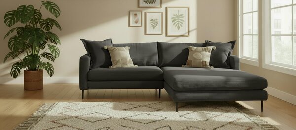 ROHOVÁ SEDAČKA, textil, čierna P & B - Sedačky, Online Only
