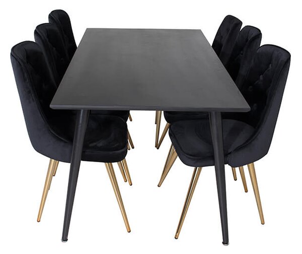 Dipp Velvet Lyx Lux stolová súprava čierna/čierna