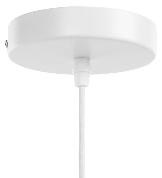 Závesná lampa svetlohnedá bambusové drevo kov PVC prírodný matný povrch geometrické klietkové tienidlo boho štýl osvetlenie
