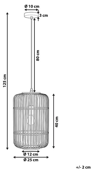 Závesná lampa svetlohnedá bambusové drevo kov PVC prírodný matný povrch geometrické klietkové tienidlo boho štýl osvetlenie