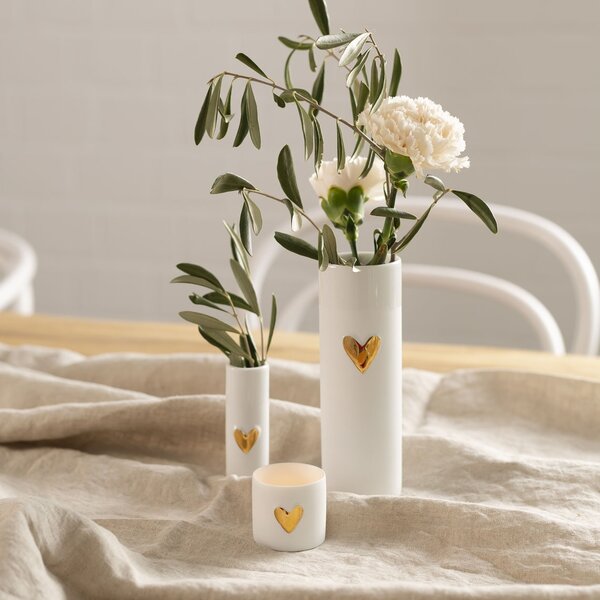 Porcelánový svietnik na čajovú sviečku Heart – set 2 ks