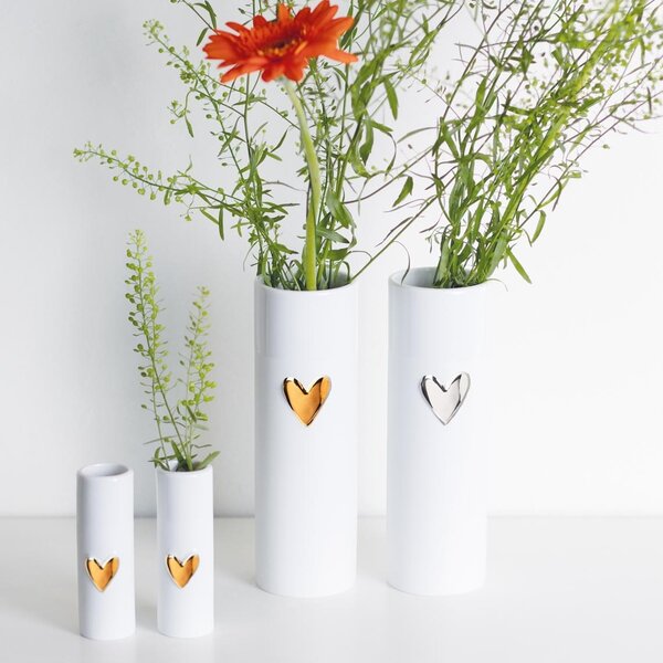 Porcelánové vázičky Gold Heart – set 2 ks
