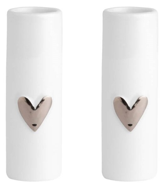 Porcelánové vázičky Silver Heart – set 2 ks