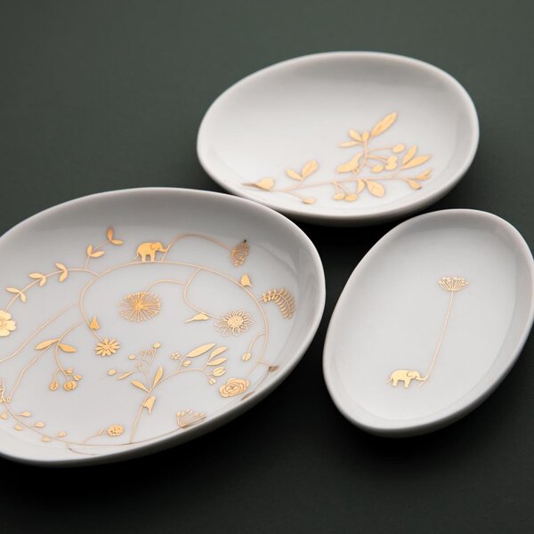 Porcelánové tácky na šperky Wonderland – set 3 ks