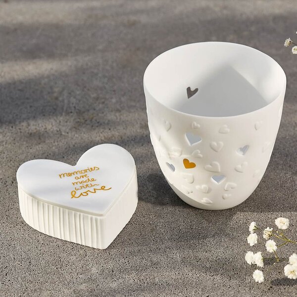 Porcelánový svietnik Wedding Hearts