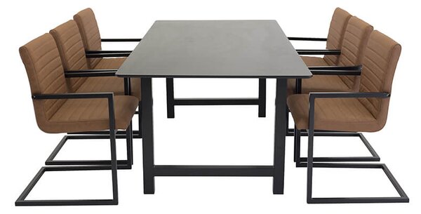 Count Art stolová súprava čierna/hnedá ekokoža
