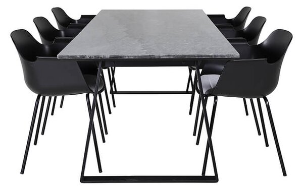 Estelle Comfort stolová súprava mramor čierna/čierna plast