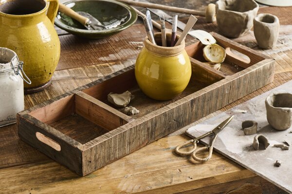 Drevený box s priehradkami Recycled Wood 60 cm