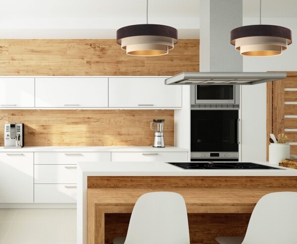 Luster na lanku TRINITI 1xE27/60W/230V hnedá/béžová/zlatá