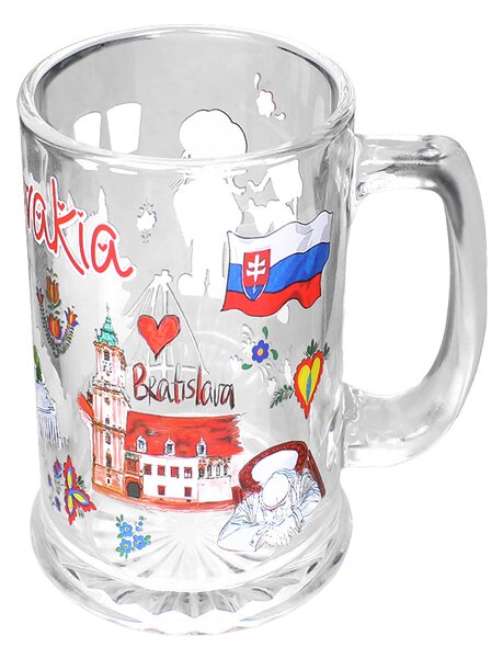 Pohár na pivo 0,4 l Slovakia Zbojník Jurko (Sklenený pohár s uchom, objem 400ml)