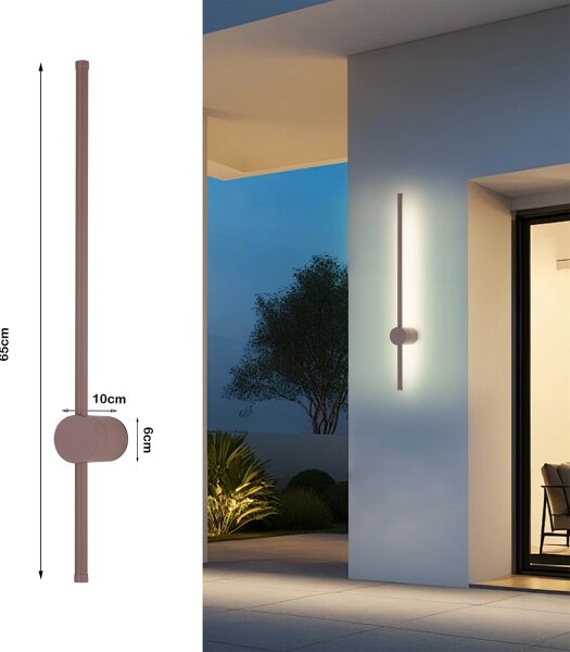 Brilagi - LED vonkajšie nástenné svietidlo AURA, 12 W, 230 V, 3000 K, IP54, 65 cm, hnedá, CRI 90
