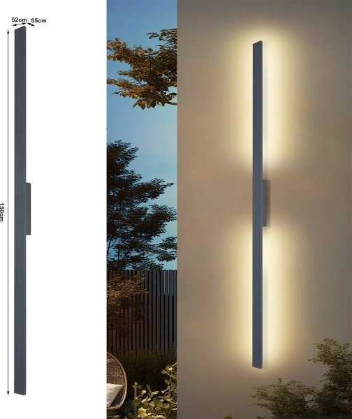 Brilagi - vonkajšie nástenné LED svietidlo LUNA, 30 W, 230 V, 4000 K, IP65, 150 cm, antracit, CRI 90