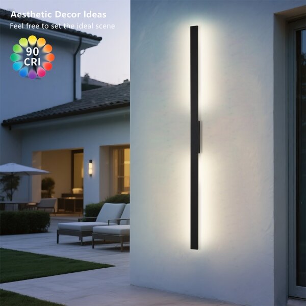 Brilagi - Vonkajšie nástenné svietidlo LUNA LED/30W/230V 4000K IP65 150 cm čierna CRI 90