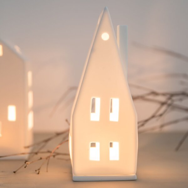 Porcelánový svietnik domček Pointed Roof 20 cm