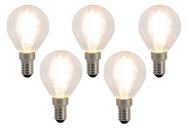 Sada 5 LED žiaroviek E14 Filament P45 4W 470 lm 2700K