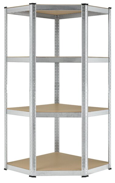 Rohový regál - 160x75x40-75 cm - strieborný
