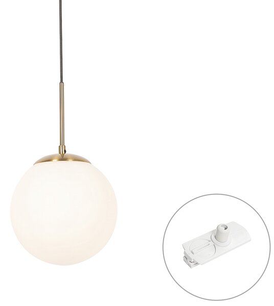 Závesná lampa Art Deco zlatá s opálovým sklom vrátane bieleho adaptéra na koľajnicu 1-fázová - Iconic Flore