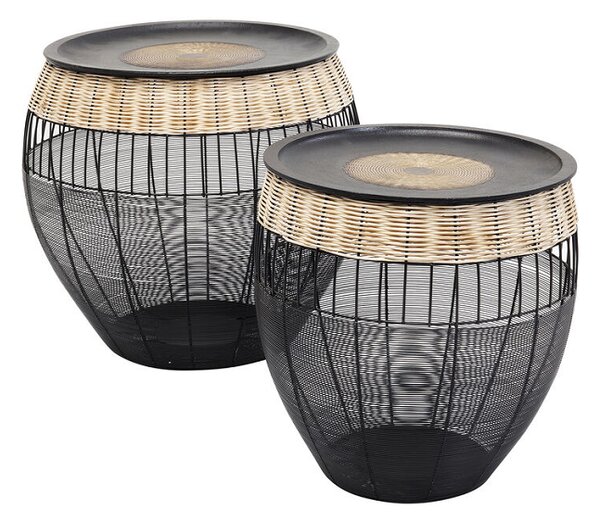 African Drums set dvoch čiernych príručných stolíkov