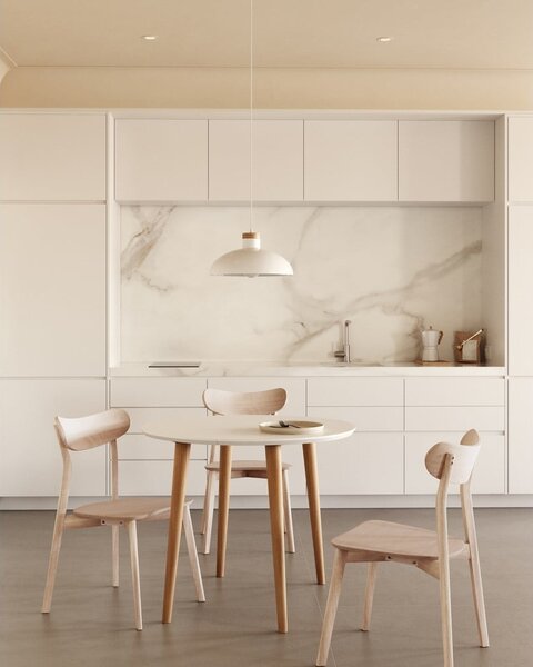 Biely okrúhly rozkladací jedálenský stôl s bielou doskou ø 90 cm Oqui – Kave Home