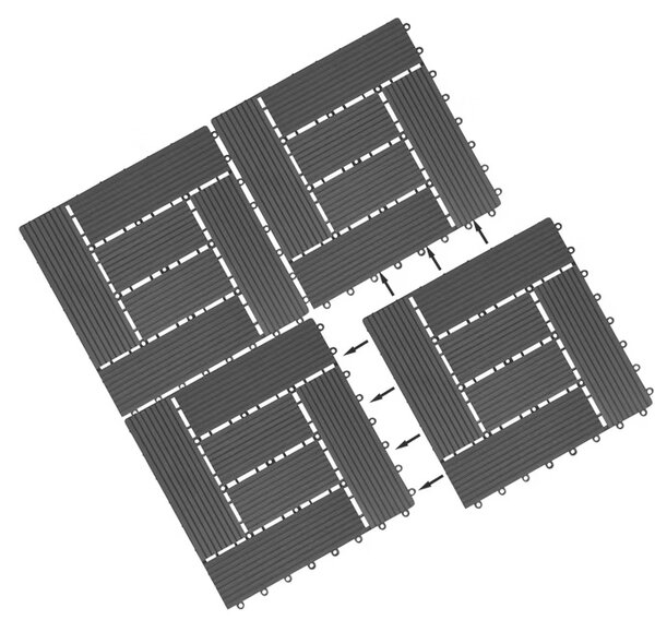 WPC dlaždice - sada 11 ks, 30x30 cm mozaika - antracit