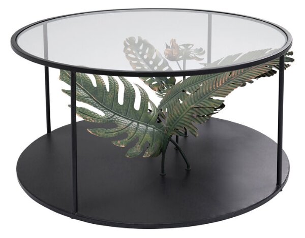 Palms konferenčný stolík čierny/zelený Ø80 cm