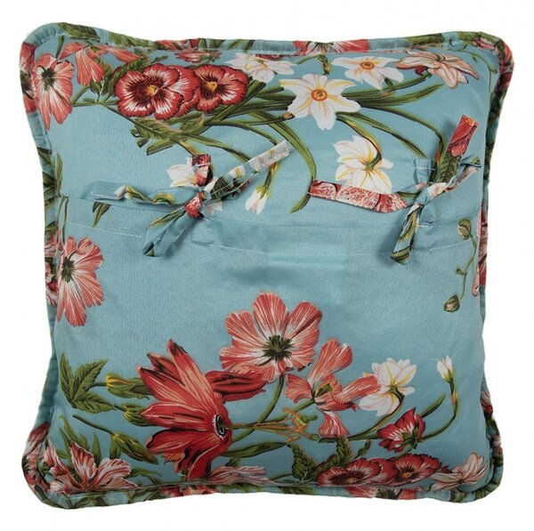 Modrá obliečka na vankúš s kvetinovým motívom Flowery - 40*40 cm - Clayre & Eef
