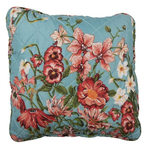 Modrá obliečka na vankúš s kvetinovým motívom Flowery - 40*40 cm - Clayre & Eef