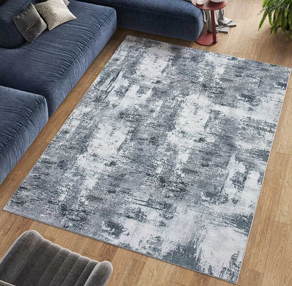 TA Sivý protišmykový abstraktný Koberec 230811-5 BARI PRINT Rozmer: 80x150 cm