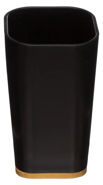 Sada kúpeľňových doplnkov Natureo Black, čierna/s drevenými prvkami
