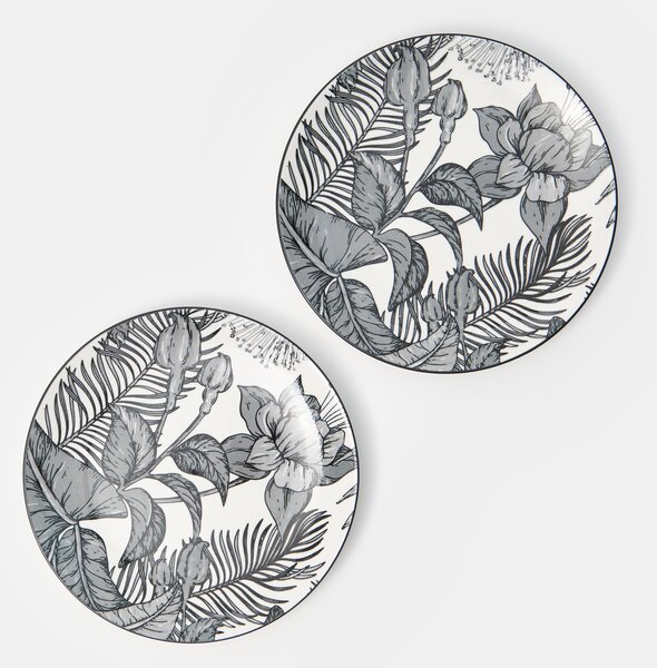 Sinsay - Keramické taniere s rastlinným motívom 2 pack - viacfarebná