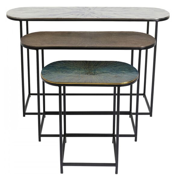 Odkladací stolík Ray Oval – set 3 ks 61,75 × 97 × 30 cm KARE DESIGN