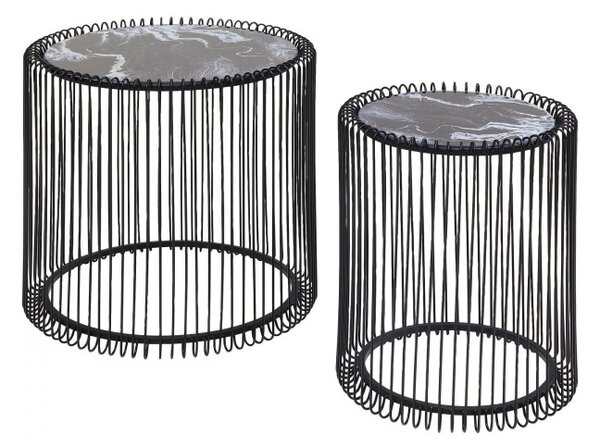 Odkladací stolík Wire Marble Glass Ø 44 cm – set 2 ks 46 × 45 × 45 cm KARE DESIGN