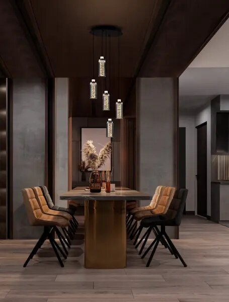 LED stmievateľný čierno-chrómový moderný luster Lune 190
