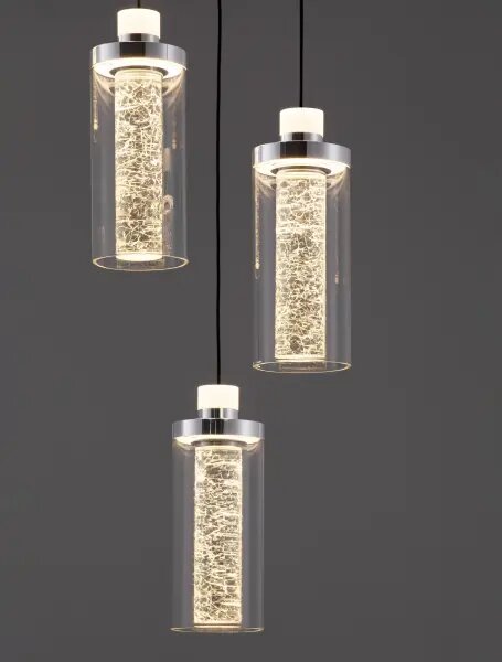 LED stmievateľný čierno-chrómový moderný luster Lune 190