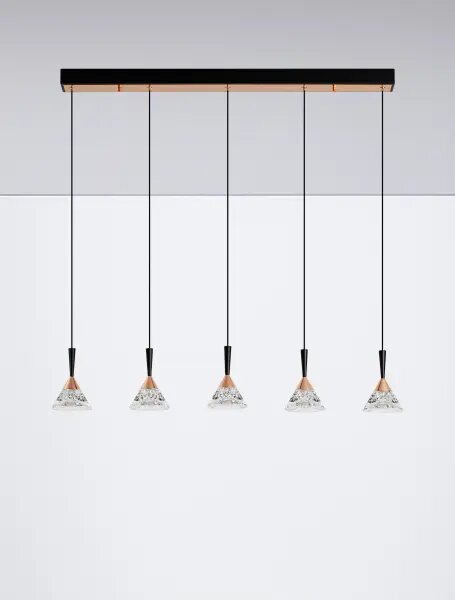 LED stmievateľný čierno-rose zlatá moderný luster Paluz 150