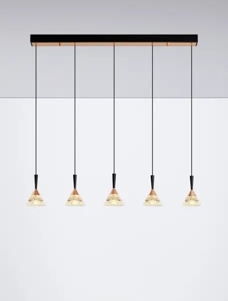 LED stmievateľný čierno-rose zlatá moderný luster Paluz 150