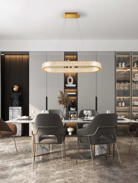 LED stmievateľný platinum zlatý moderný luster Kinara 130