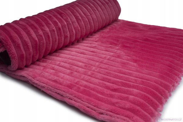 Dekoračná látka Minky prúžky farba fuchsiová