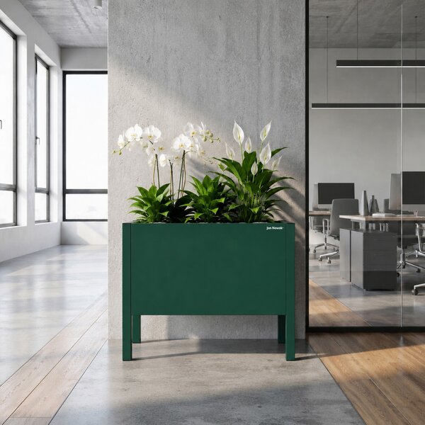 Veľký kovový obal na kvetináč vo fľaškovo zelenej farbe: DAISY 500 x 400 x 300 mm