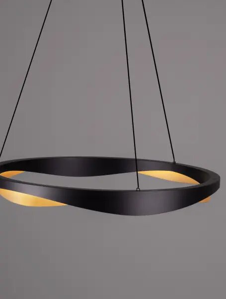 LED stmievateľný čierno-zlatý dizajnový luster Radon