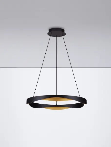 LED stmievateľný čierno-zlatý dizajnový luster Radon